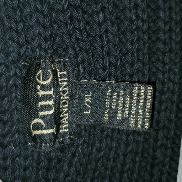 Pure Handknit Summer Crush Black Ribbed Wrap Sweater Size L/XL - Picture 6 of 8